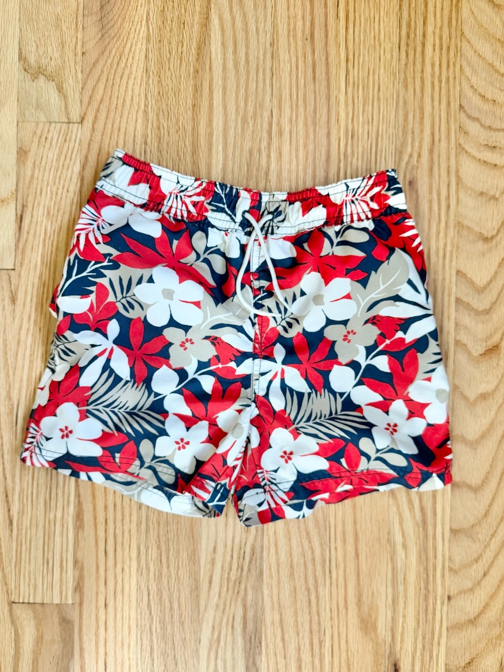 Janie and Jack Red Navy White Floral Swim Shorts ❤️💙